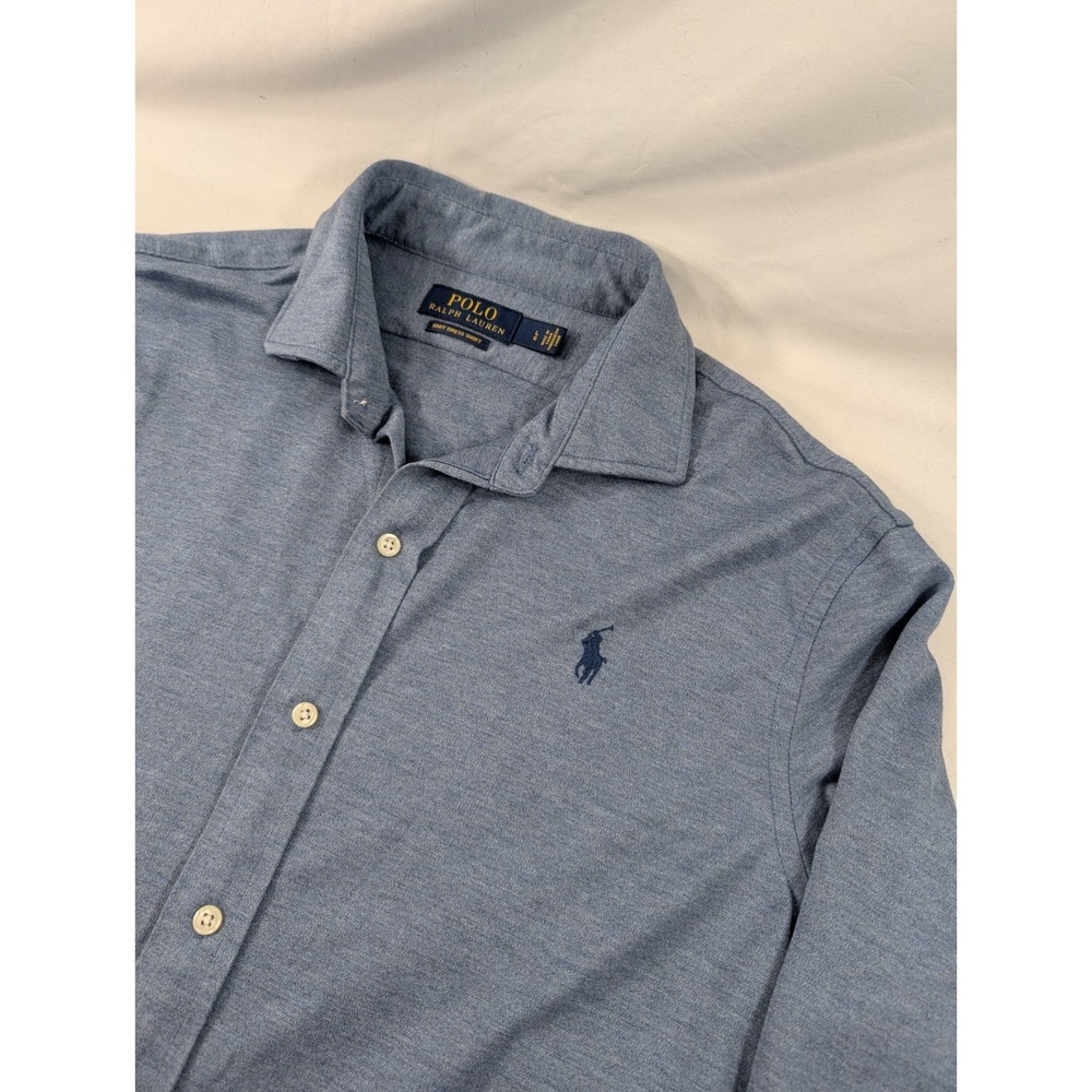 POLO RALPH LAUREN Men's Size Large Button-Down Dress Shirt Blue Stretch Soft